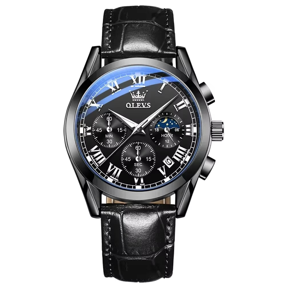 Quartz Watch for Men Top Brand Luxury Watches Moon Phase Waterproof Mens Watches Fashion Chronograph Wrist Watches for Men