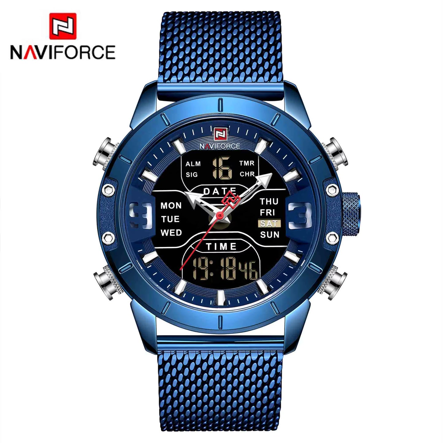 Luxury Brand NAVIFORCE Watches for Men Analog Digital Sports Waterproof Wristwatch Stainless Steel Siliver Original Watches 2022