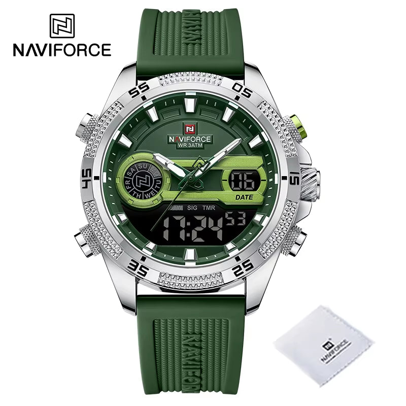 Casual Wild Silicone Strap Man'S Wristwatch Luminous Sports Water Resistant Dual Display Quartz Watches for Men NF9223