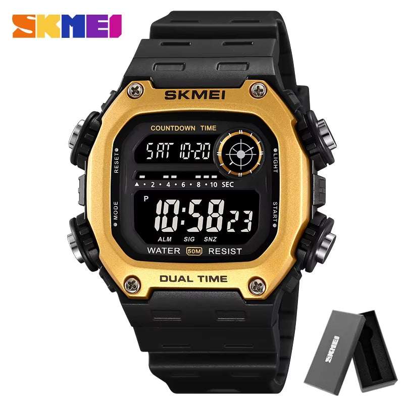 2126 Alarm Montre Homme Back Light Dightal Countdown Sport Watches Mens Fashion 5Bar Waterproof Stopwatch Wristwatch