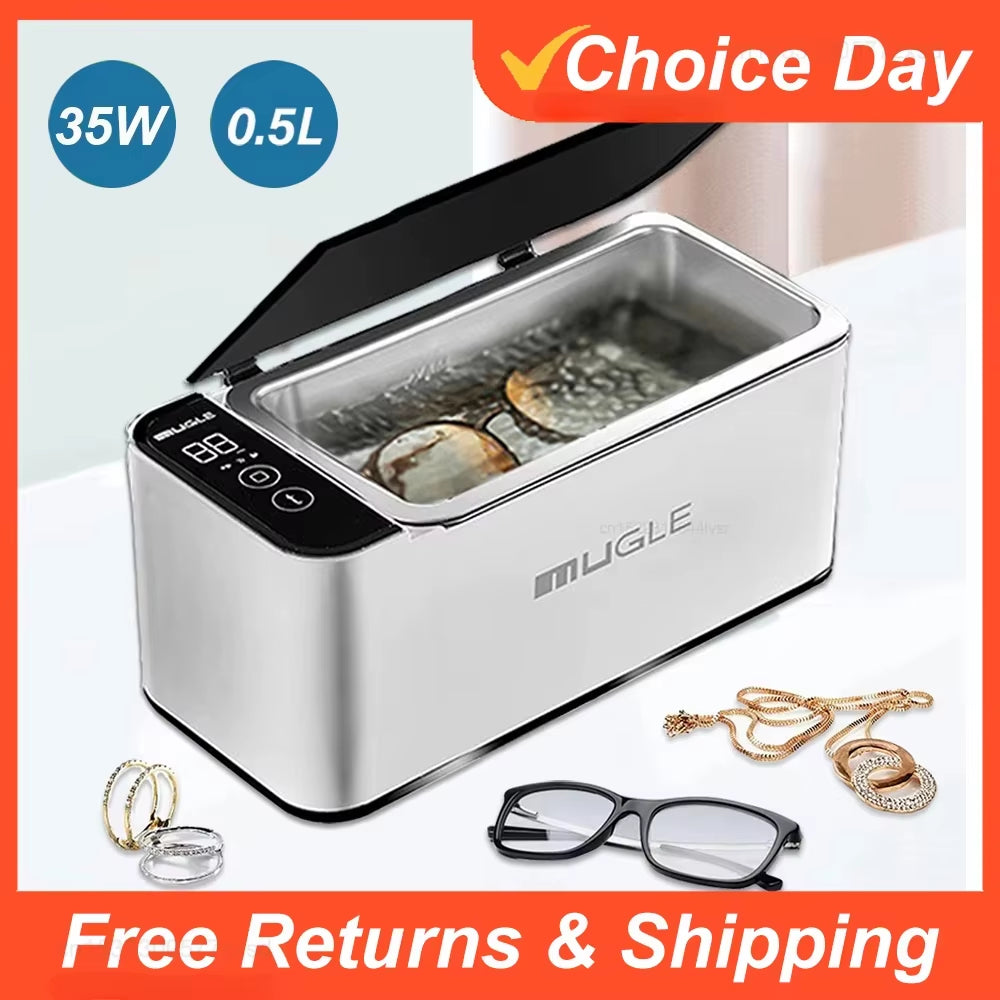 Portable Ultrasonic Cleaner 35W Ultrasonic Glasses Jewelry Cleaner 500ML Ultrasonic Cleaning Machine Ultrasound Washing Bath