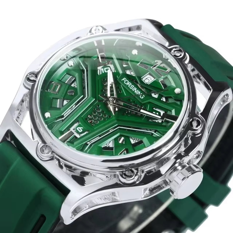 Mechanical Watches for Men Sports Calendar Hollow Dial Luminous Automatic Movement Mens Watch Relogios Masculino