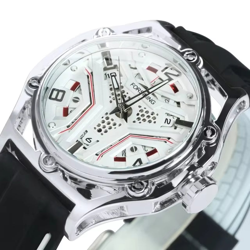 Mechanical Watches for Men Sports Calendar Hollow Dial Luminous Automatic Movement Mens Watch Relogios Masculino