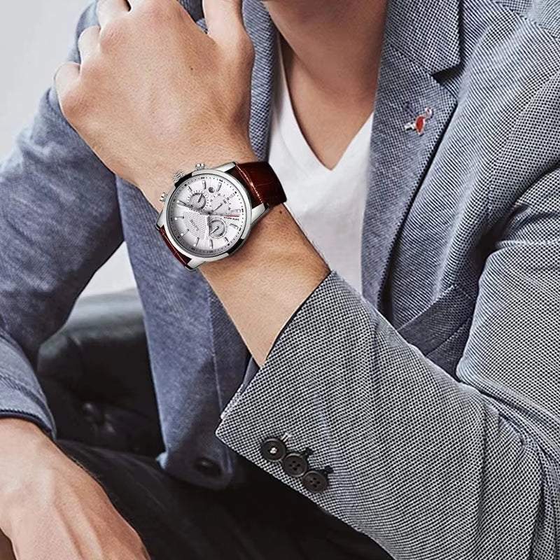 Fashion Watch for Men Top Brand Luxury Business Men Watches Sport Quartz Chronograph Waterproof Wristwatch Man Reloj Hombre