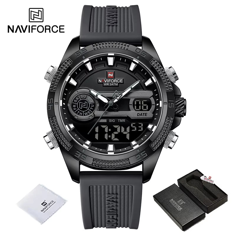 Casual Wild Silicone Strap Man'S Wristwatch Luminous Sports Water Resistant Dual Display Quartz Watches for Men NF9223