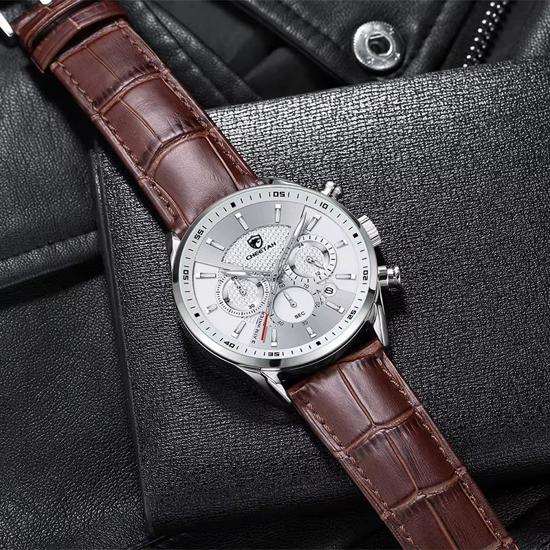 New  Mens Watches Top Luxury Brand Casual Quartz Watch Men Chronograph Waterproof Wristwatch Leather Date Sport Clock