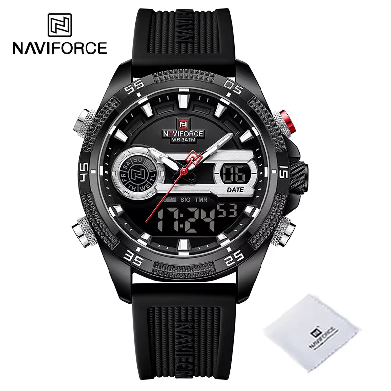 Casual Wild Silicone Strap Man'S Wristwatch Luminous Sports Water Resistant Dual Display Quartz Watches for Men NF9223