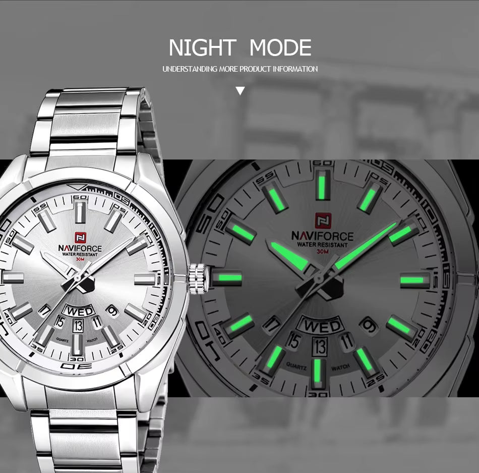 Classic Casual Watch for Men Stainless Teel Sport Waterproof Male Watches Quartz Date Display Clock Relogio Masculino