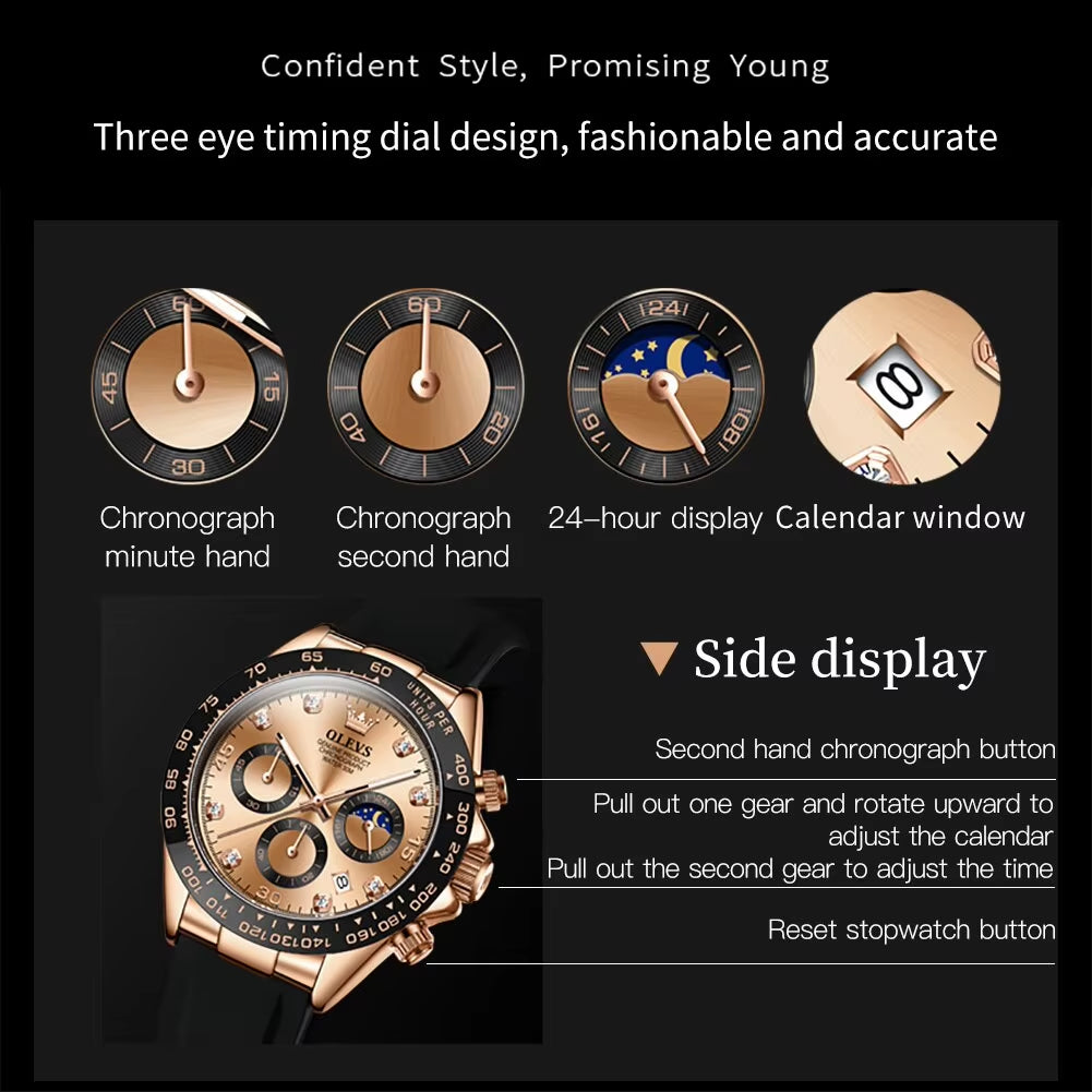 Luxury Men Watch Quartz Man Watches Waterproof Luminous Top Brand Watch for Men Date Chronograph Sport Wristwatch