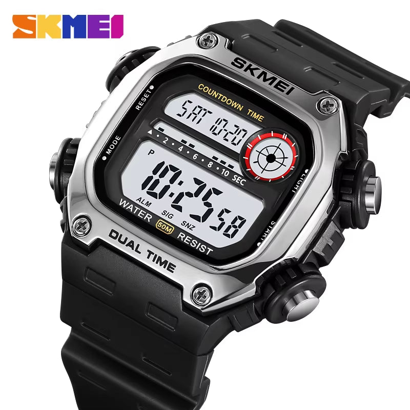 2126 Alarm Montre Homme Back Light Dightal Countdown Sport Watches Mens Fashion 5Bar Waterproof Stopwatch Wristwatch
