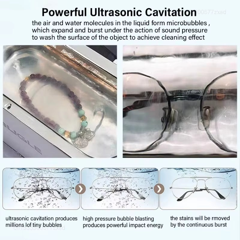 Portable Ultrasonic Cleaner 35W Ultrasonic Glasses Jewelry Cleaner 500ML Ultrasonic Cleaning Machine Ultrasound Washing Bath