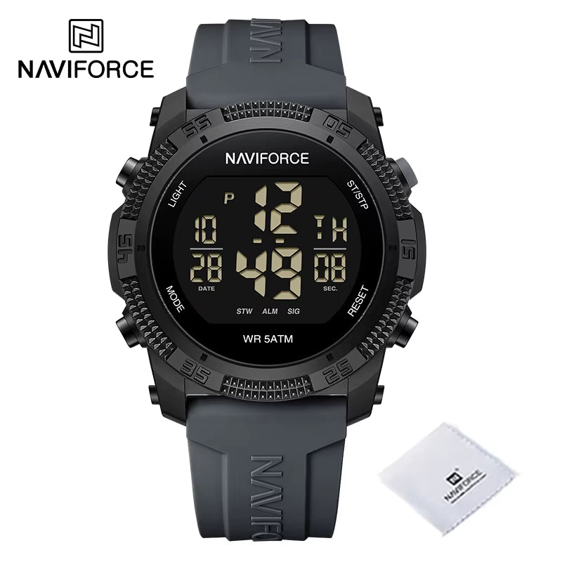 Men'S Fashion LCD Digital Wristwatch 50M Waterproof Sports Silicone Strap Watches for Man Casual Electronic Male Clock