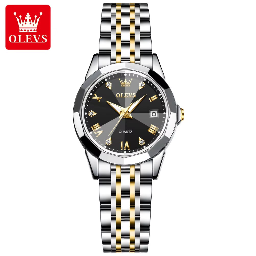 Top Brand Women'S Watches Elegant Rhombus Mirror Original Quartz Ladies Wristwatch Stainless Waterproof Diamond Wristwatch