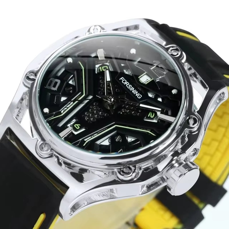 Mechanical Watches for Men Sports Calendar Hollow Dial Luminous Automatic Movement Mens Watch Relogios Masculino