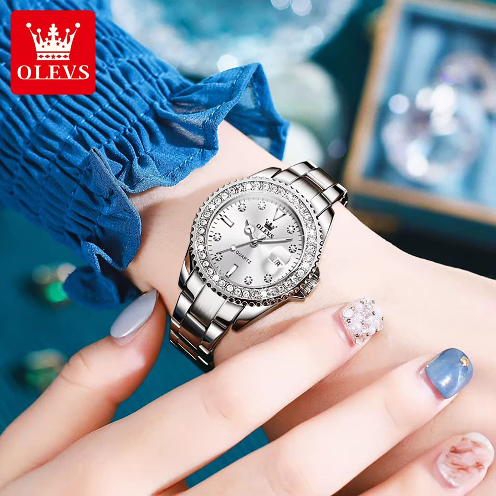 9945 Full Diamond Women'S Watches Date High Quality Elegant Ladies Watch Waterproof Quartz Wristwatch for Women Girl Watch