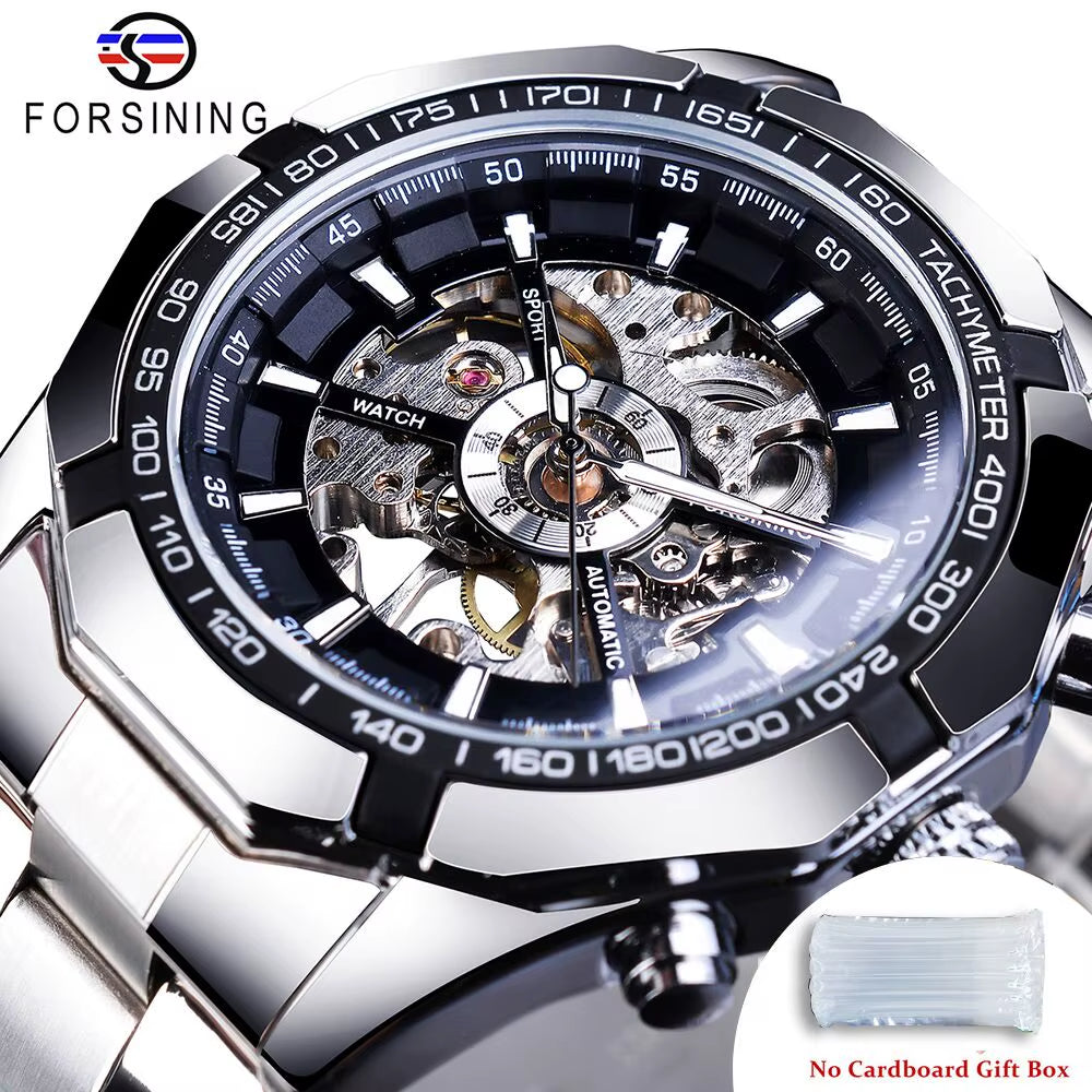 2021 Stainless Steel Waterproof Mens Skeleton Watches Top Brand Luxury Transparent Mechanical Sport Male Wrist Watches