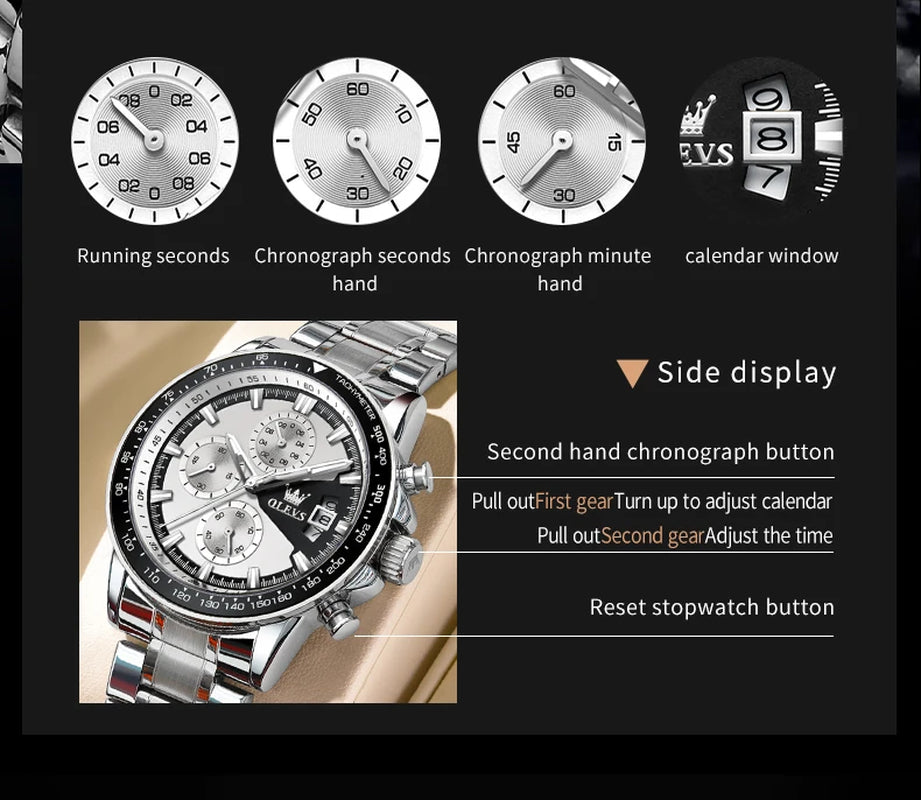 Original Quartz Watch for Men Chronograph Waterproof Men Wristwatch Fashion Business Men'S Watches 2023 Trend