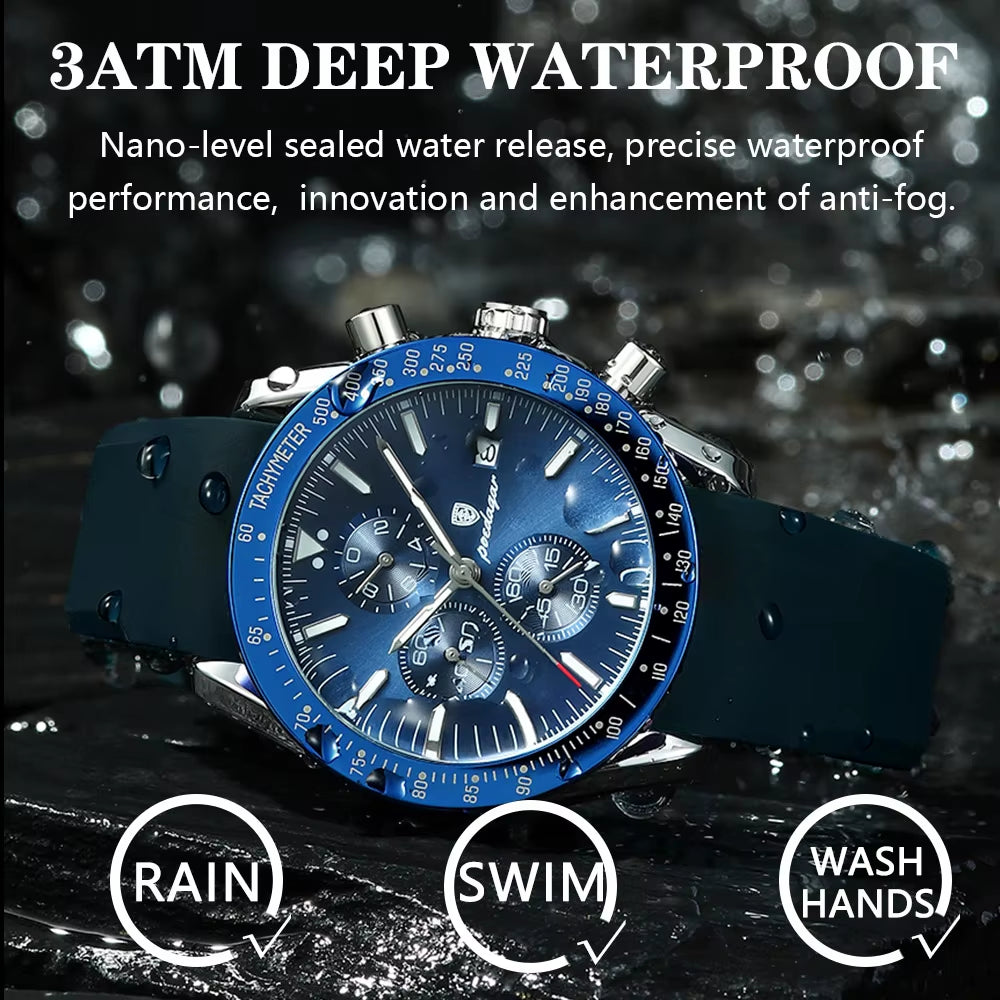 Luxury Casual Sport Watch Top Brand Creative Chronograph Silicone Strap Date Luminous Waterproof Men Watches Male Clock