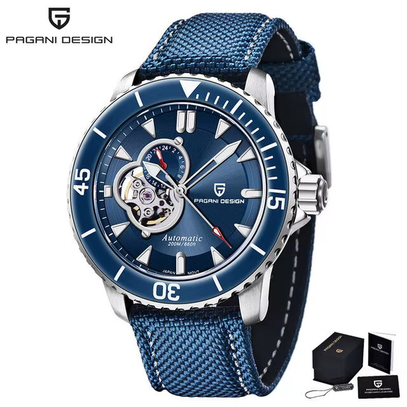 Tourbillon Men Watch Ceramic Bezel Sapphire Crystal Hollow Automatic Watches 200M Waterproof Mechanical Wristwatch