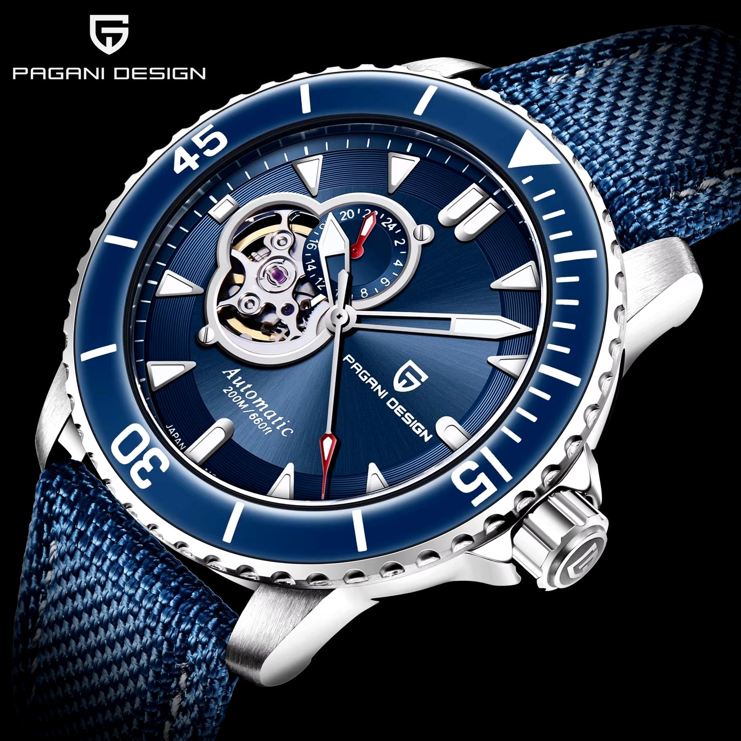 Tourbillon Men Watch Ceramic Bezel Sapphire Crystal Hollow Automatic Watches 200M Waterproof Mechanical Wristwatch