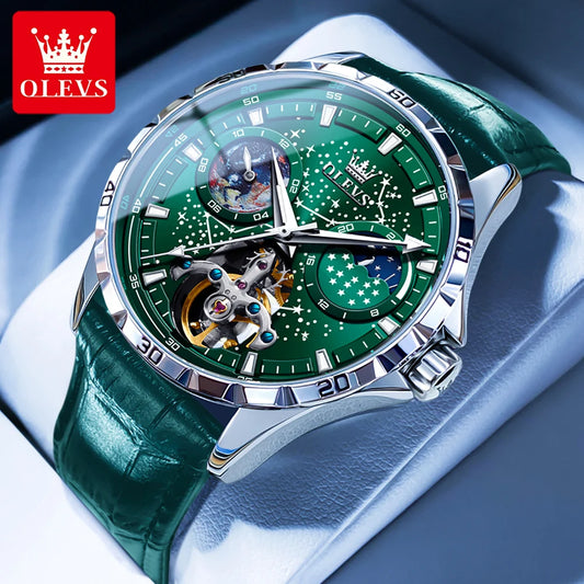 Original Brand Men'S Watches Waterproof Multifunctional Luminous Fully Automatic Mechanical Watch Moon Phase Starry Disk