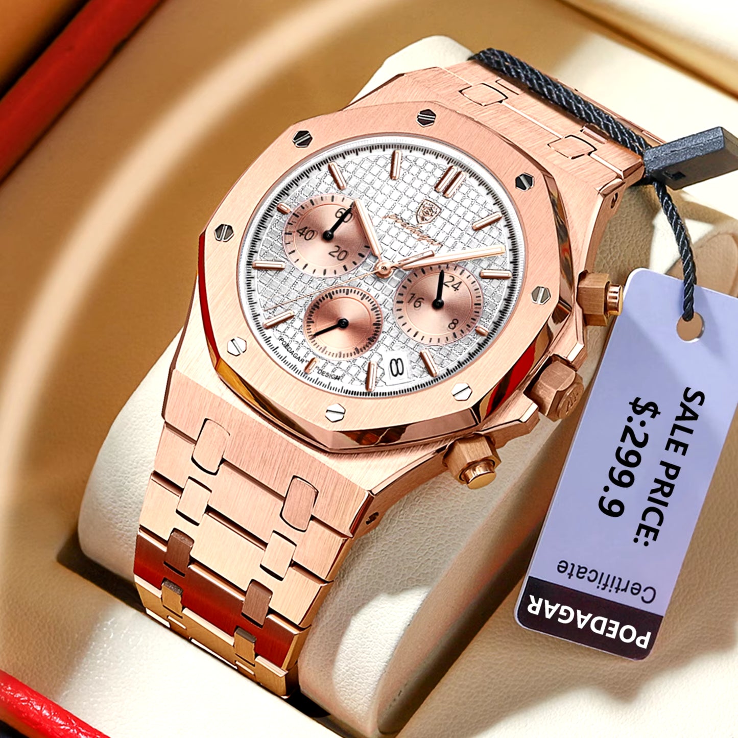 Men'S Watches Fine Steel Fashion Original Quartz Watch for Man Waterproof Luminous Date Chronograph Luxury Wristwatch