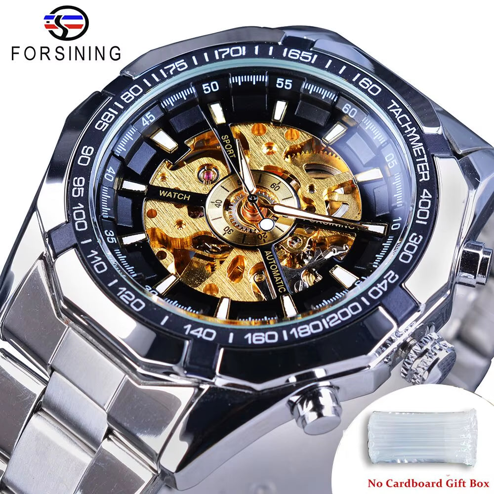 2021 Stainless Steel Waterproof Mens Skeleton Watches Top Brand Luxury Transparent Mechanical Sport Male Wrist Watches