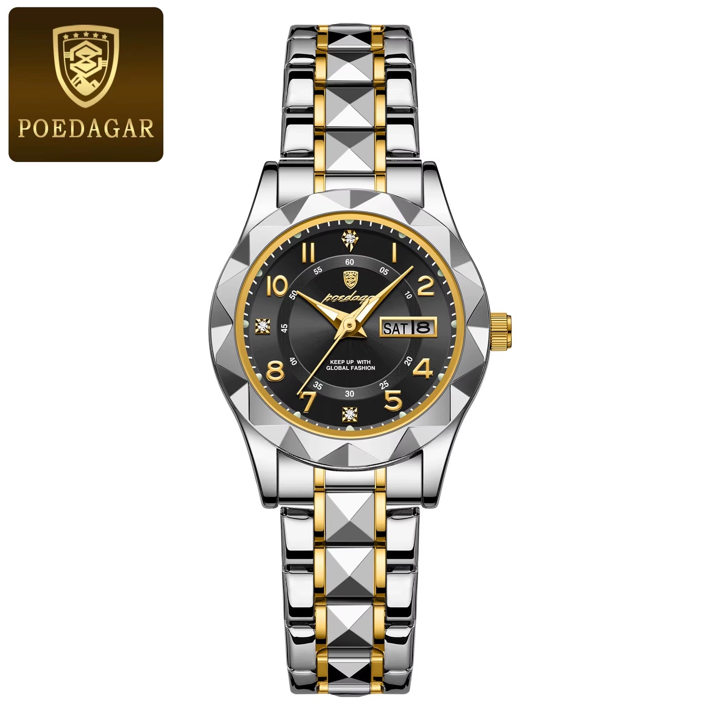 Luxury Women'S Watches Waterproof Luminous Date Week Ladies Watch for Female Quartz Stainless Steel Dress Women Watch