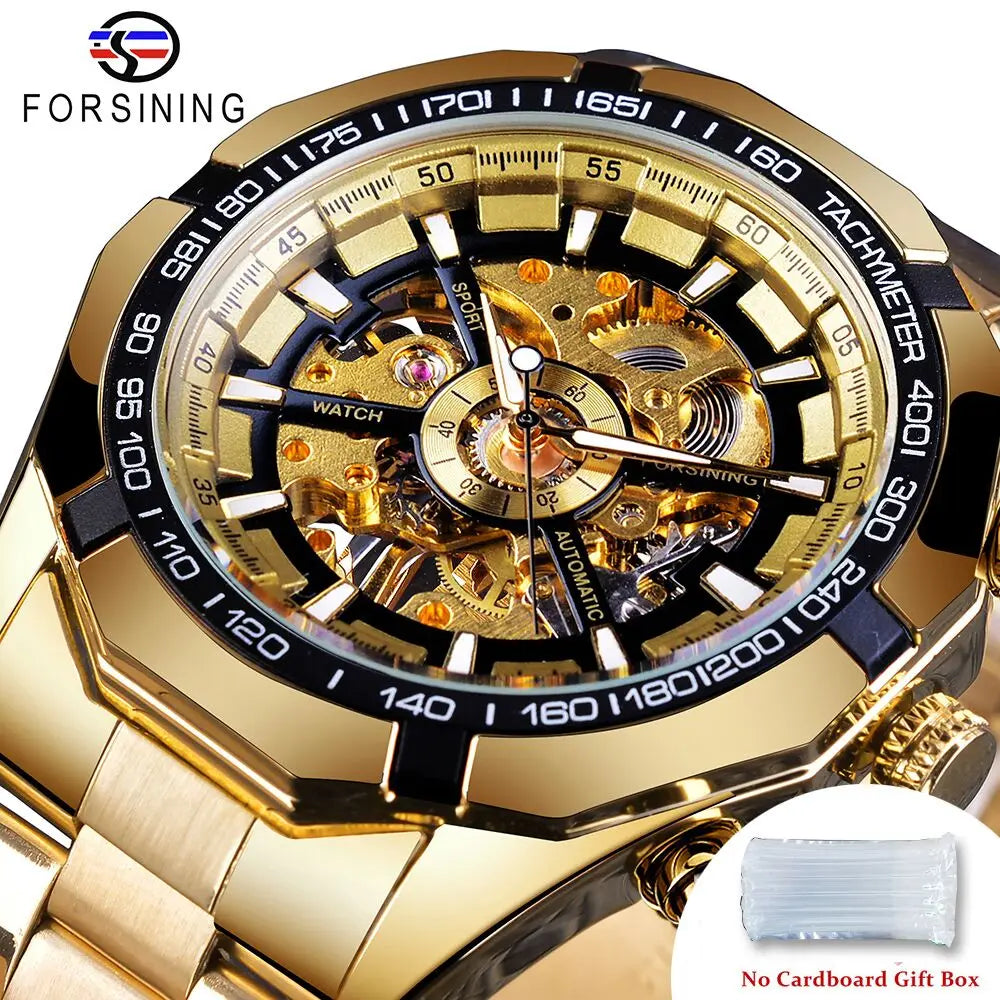 2021 Stainless Steel Waterproof Mens Skeleton Watches Top Brand Luxury Transparent Mechanical Sport Male Wrist Watches