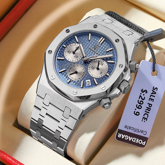 Men'S Watches Fine Steel Fashion Original Quartz Watch for Man Waterproof Luminous Date Chronograph Luxury Wristwatch