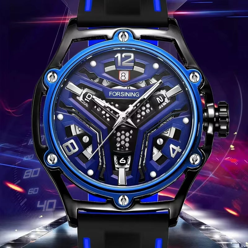 Mechanical Watches for Men Sports Calendar Hollow Dial Luminous Automatic Movement Mens Watch Relogios Masculino