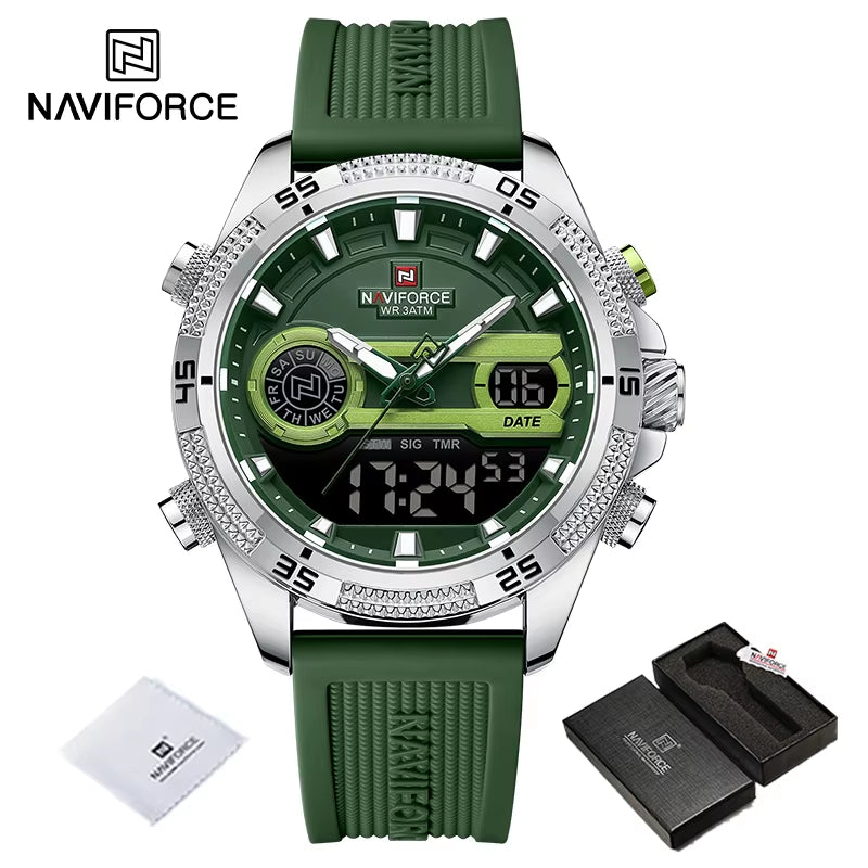 Casual Wild Silicone Strap Man'S Wristwatch Luminous Sports Water Resistant Dual Display Quartz Watches for Men NF9223