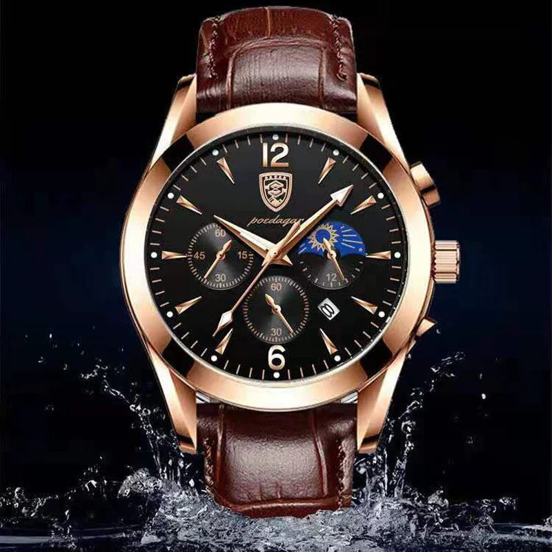 POEDAGAR 2021 Fashion Leather Mens Watches Casual Sporttop Brand Luxury Quartz Clock Student Gift Wristwatch Relogio Masculino