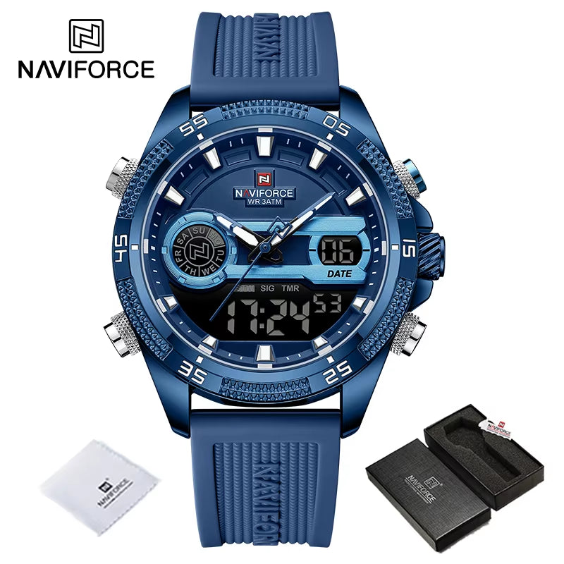 Casual Wild Silicone Strap Man'S Wristwatch Luminous Sports Water Resistant Dual Display Quartz Watches for Men NF9223