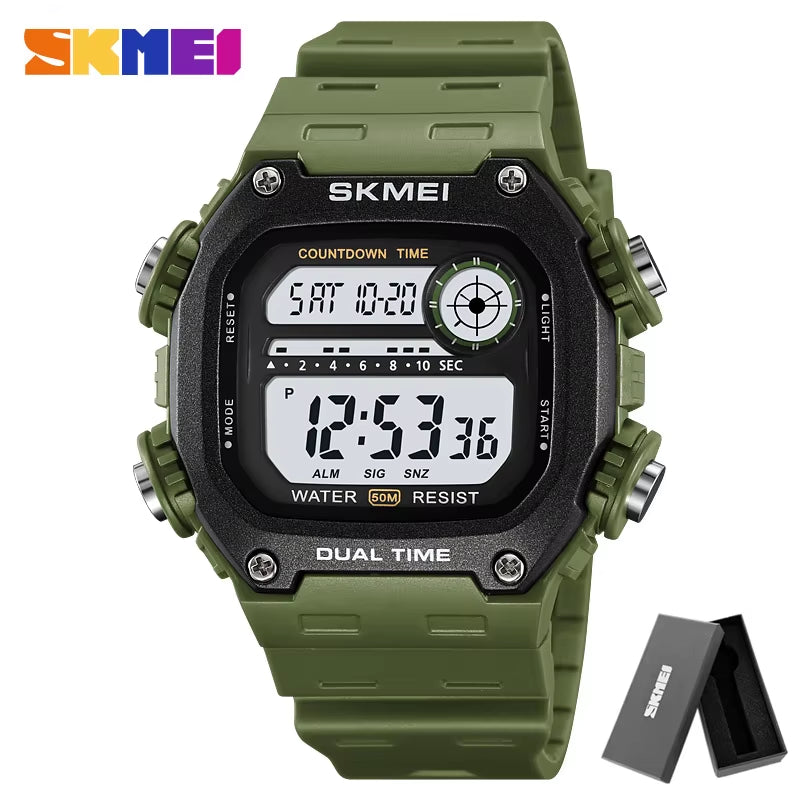 2126 Alarm Montre Homme Back Light Dightal Countdown Sport Watches Mens Fashion 5Bar Waterproof Stopwatch Wristwatch