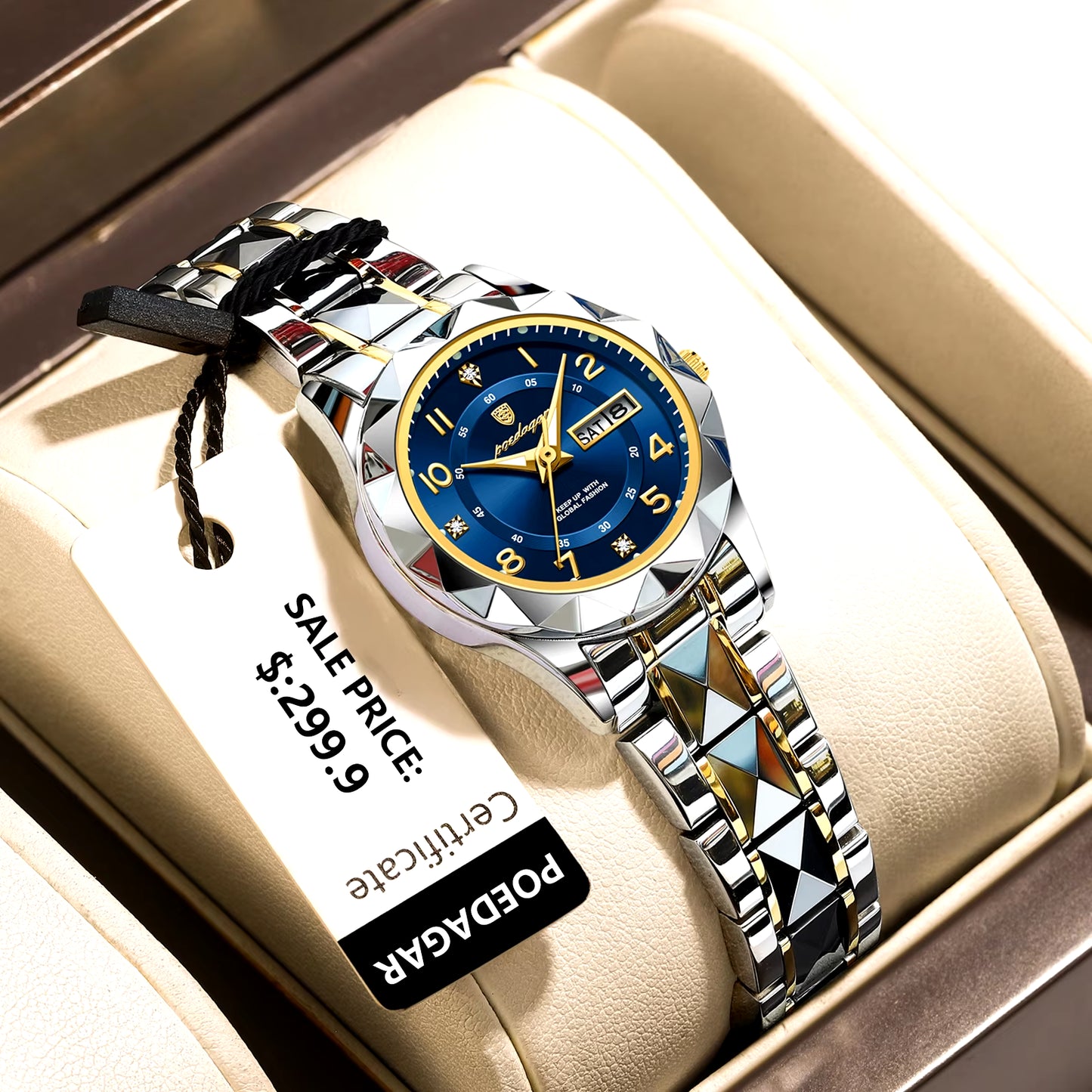 Luxury Women'S Watches Waterproof Luminous Date Week Ladies Watch for Female Quartz Stainless Steel Dress Women Watch