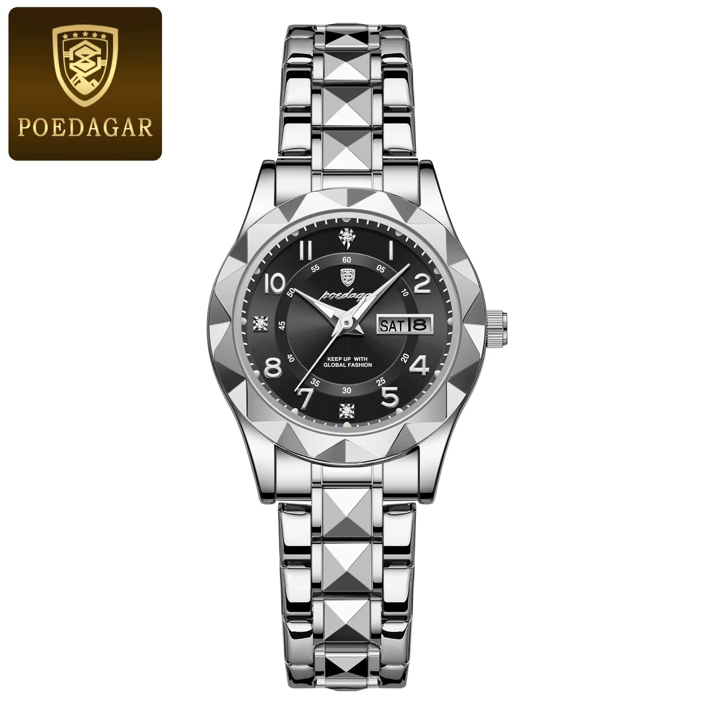 Luxury Women'S Watches Waterproof Luminous Date Week Ladies Watch for Female Quartz Stainless Steel Dress Women Watch