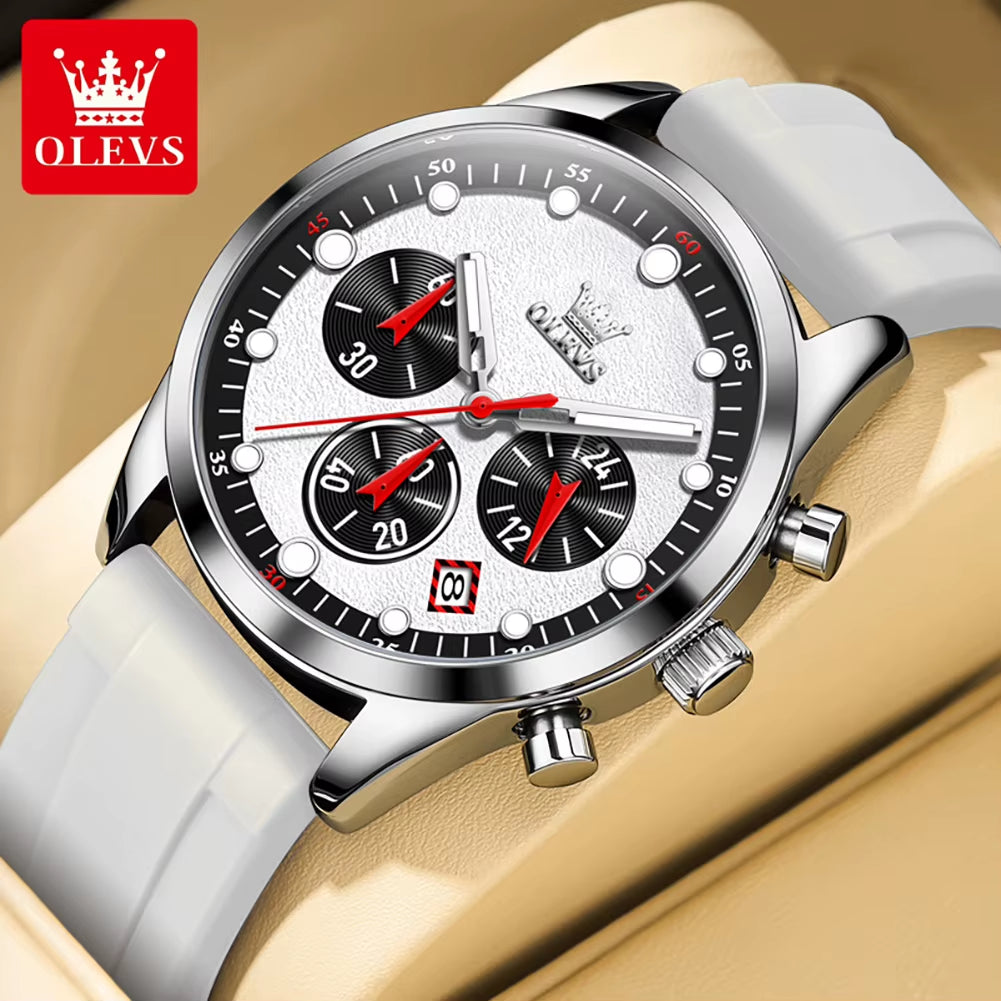 Top Brand Original Fashion Men'S Watches Multifunctional Silicone Adhesive Tape Quartz Watch Luminous Calendar Wristwatch
