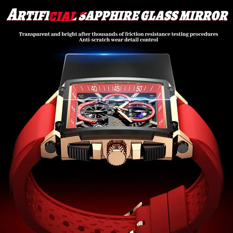 2024  Men Watches Chronograph Top Brand Luxury Silicone Sport Wristwatch Business Quartz Clock Waterproof Watch Montre Homme