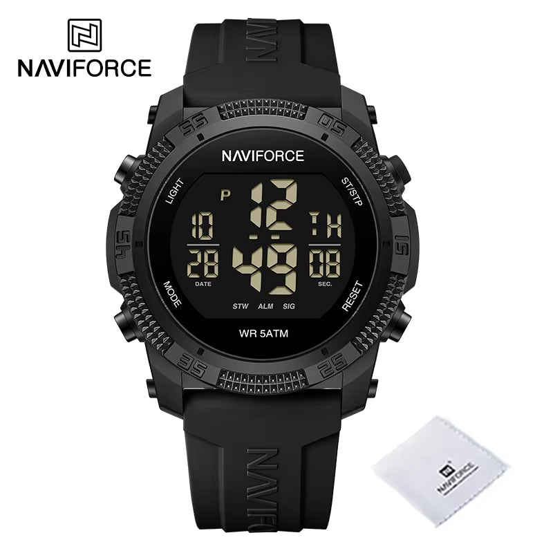Men'S Fashion LCD Digital Wristwatch 50M Waterproof Sports Silicone Strap Watches for Man Casual Electronic Male Clock