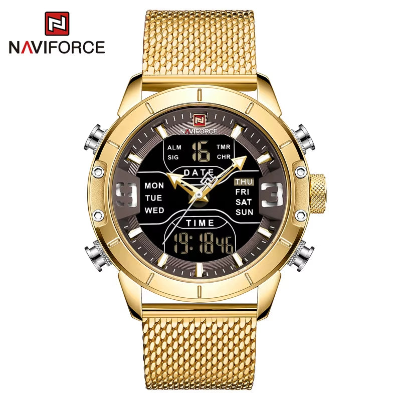 Luxury Brand NAVIFORCE Watches for Men Analog Digital Sports Waterproof Wristwatch Stainless Steel Siliver Original Watches 2022