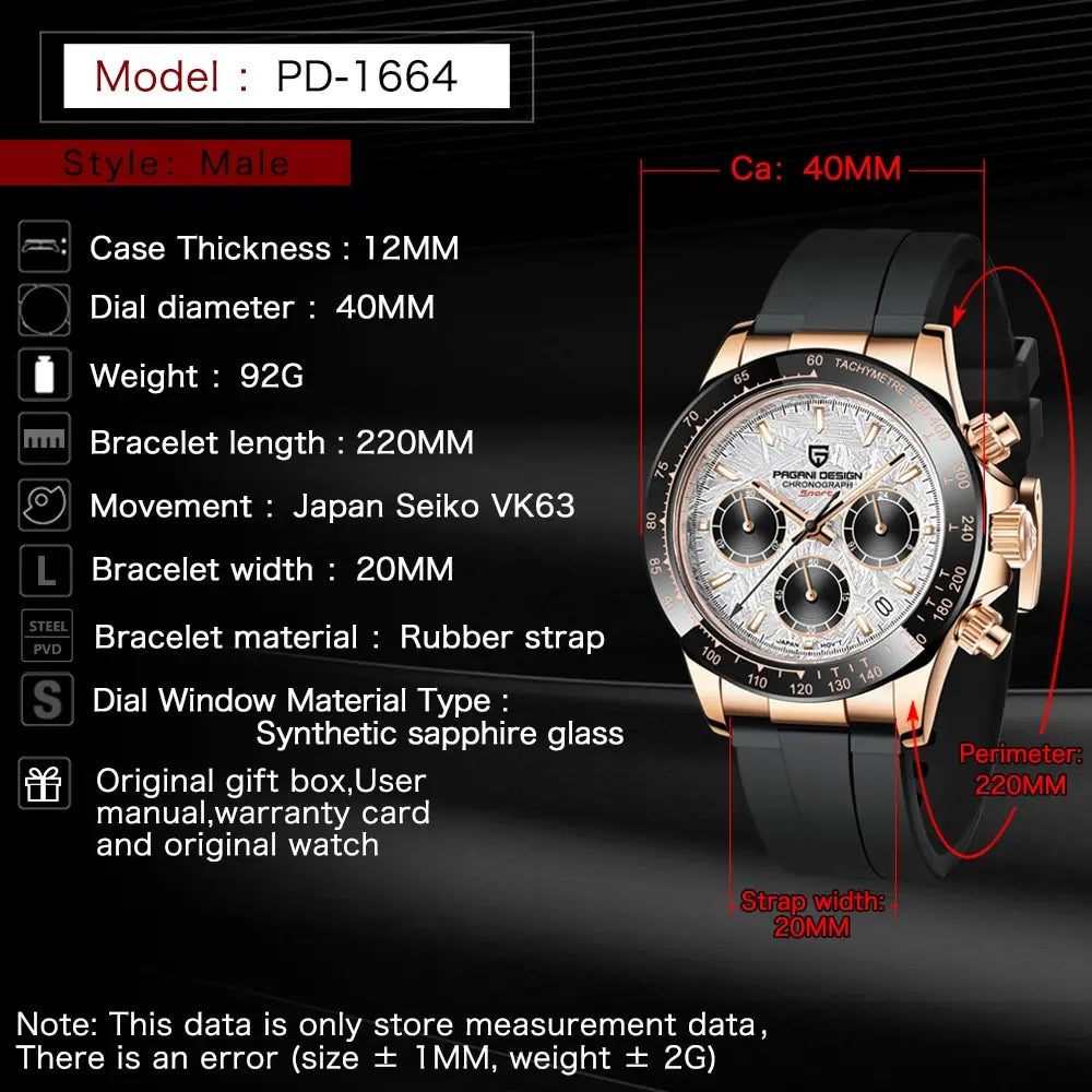 2024 New  Men Sports Quartz Watches Mens Business Watches VK63 Top Brand Luxury Watch Men Chronograph Watch for Men