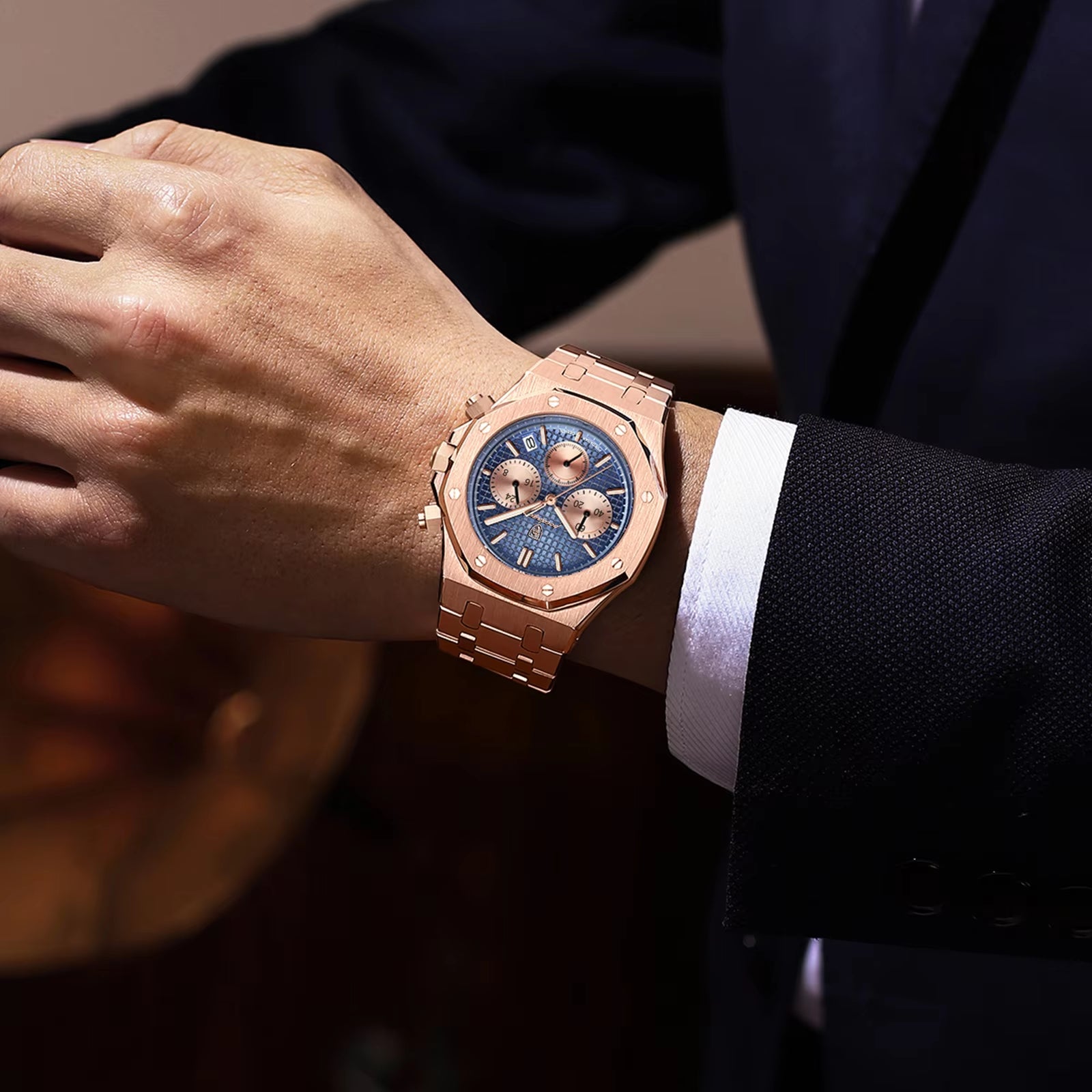 Men'S Watches Fine Steel Fashion Original Quartz Watch for Man Waterproof Luminous Date Chronograph Luxury Wristwatch
