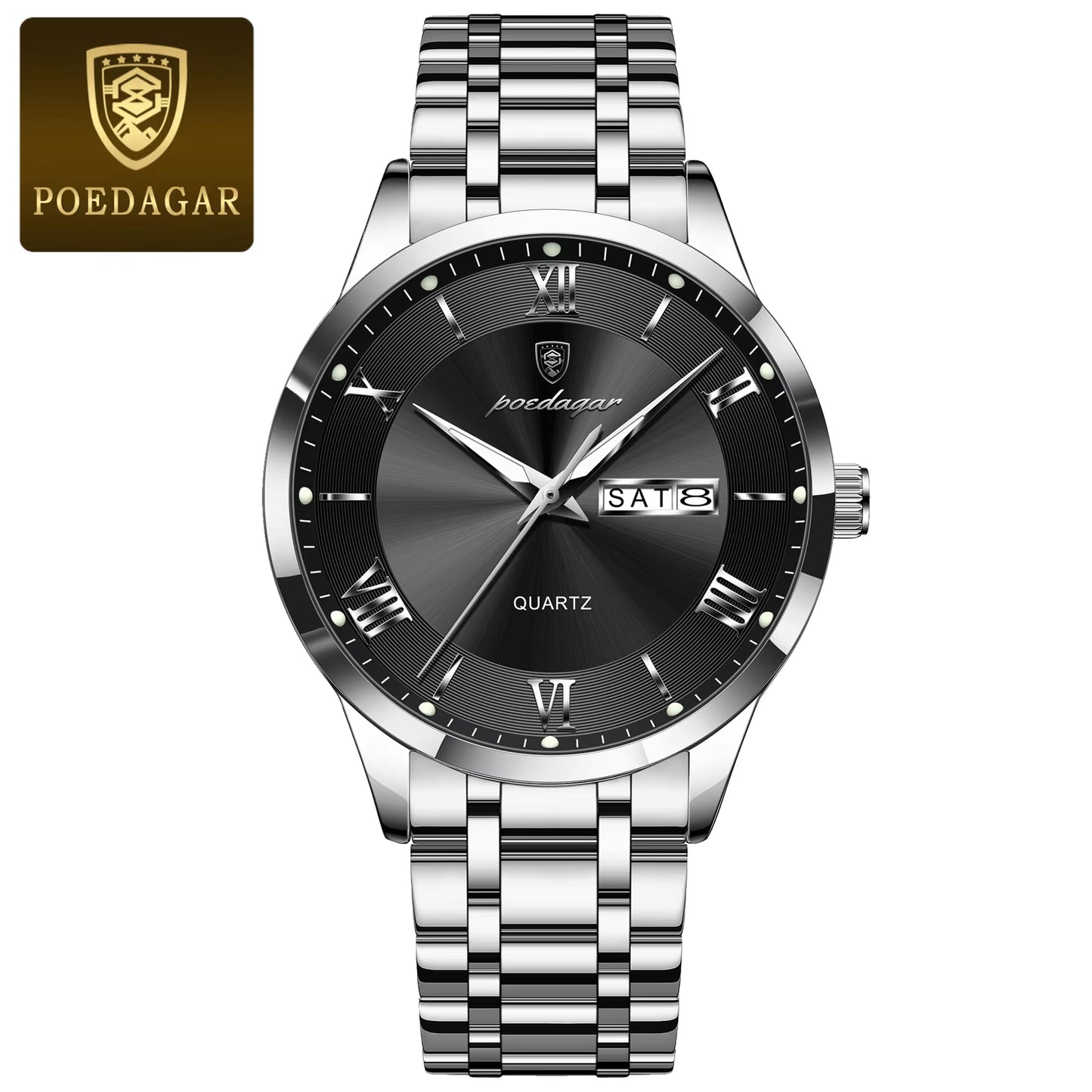 Luxury Fashion Men Clock Waterproof Luminous Week Date Sports Man Wristwatch Stainless Steel Men'S Quartz Watches Reloj