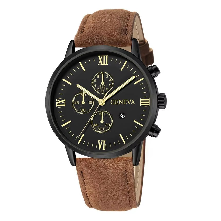 2023 Relogio Masculino Watches Men Fashion Sport Stainless Steel Case Leather Strap Watch Quartz Business Wristwatch Reloj Hombr