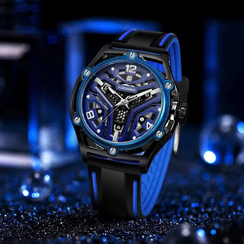 Mechanical Watches for Men Sports Calendar Hollow Dial Luminous Automatic Movement Mens Watch Relogios Masculino