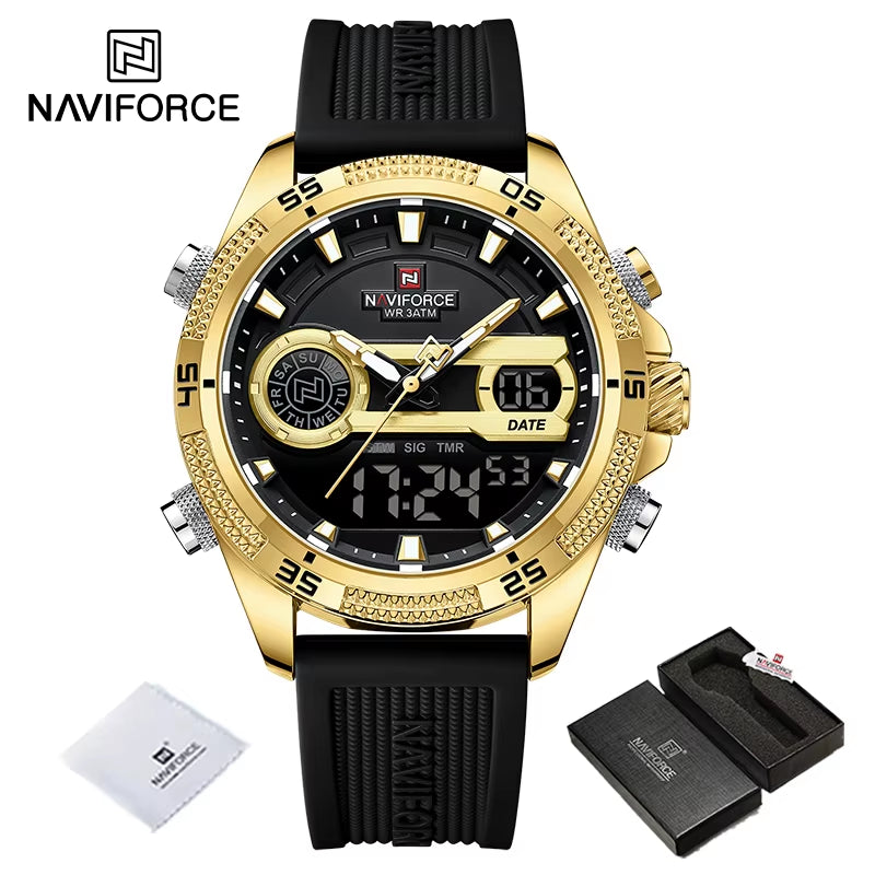 Casual Wild Silicone Strap Man'S Wristwatch Luminous Sports Water Resistant Dual Display Quartz Watches for Men NF9223