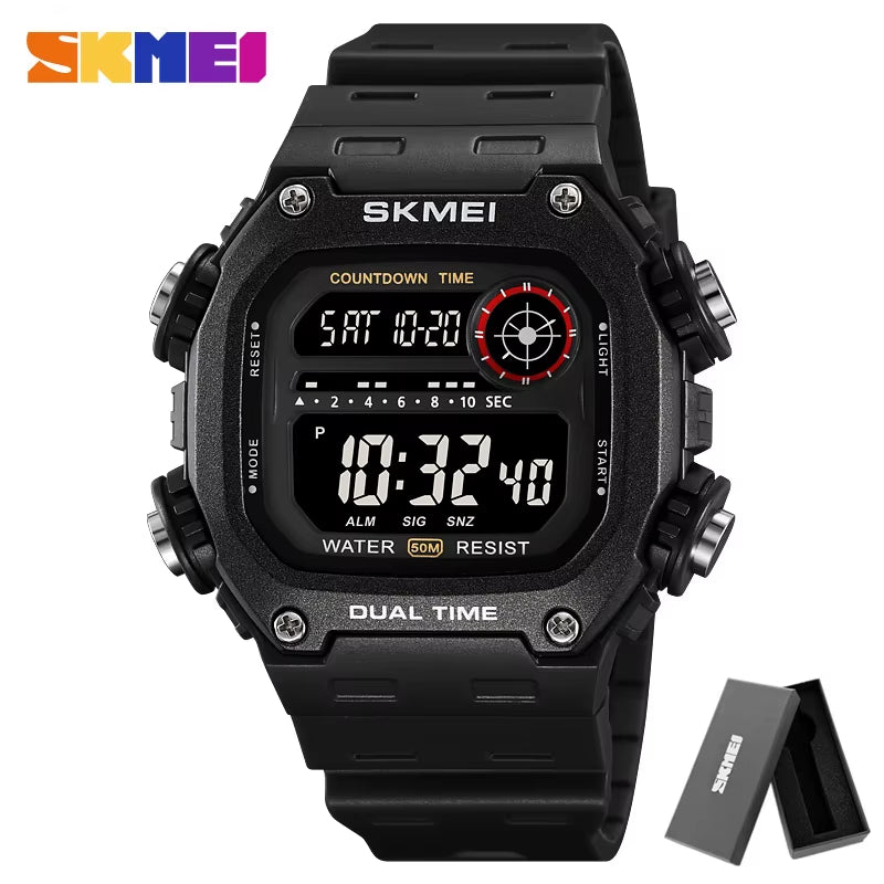 2126 Alarm Montre Homme Back Light Dightal Countdown Sport Watches Mens Fashion 5Bar Waterproof Stopwatch Wristwatch