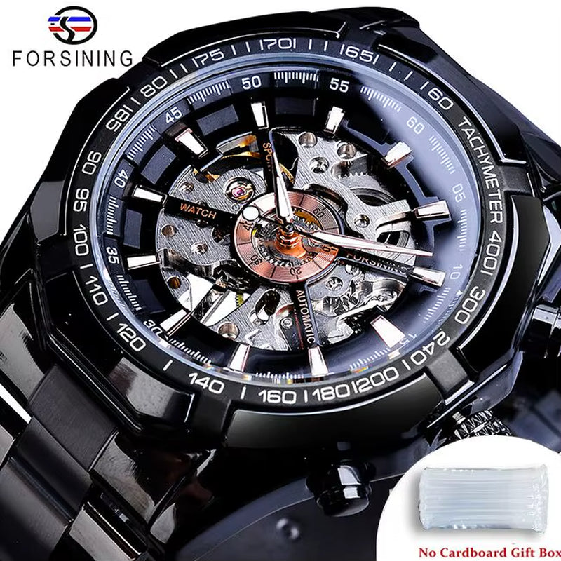 2021 Stainless Steel Waterproof Mens Skeleton Watches Top Brand Luxury Transparent Mechanical Sport Male Wrist Watches