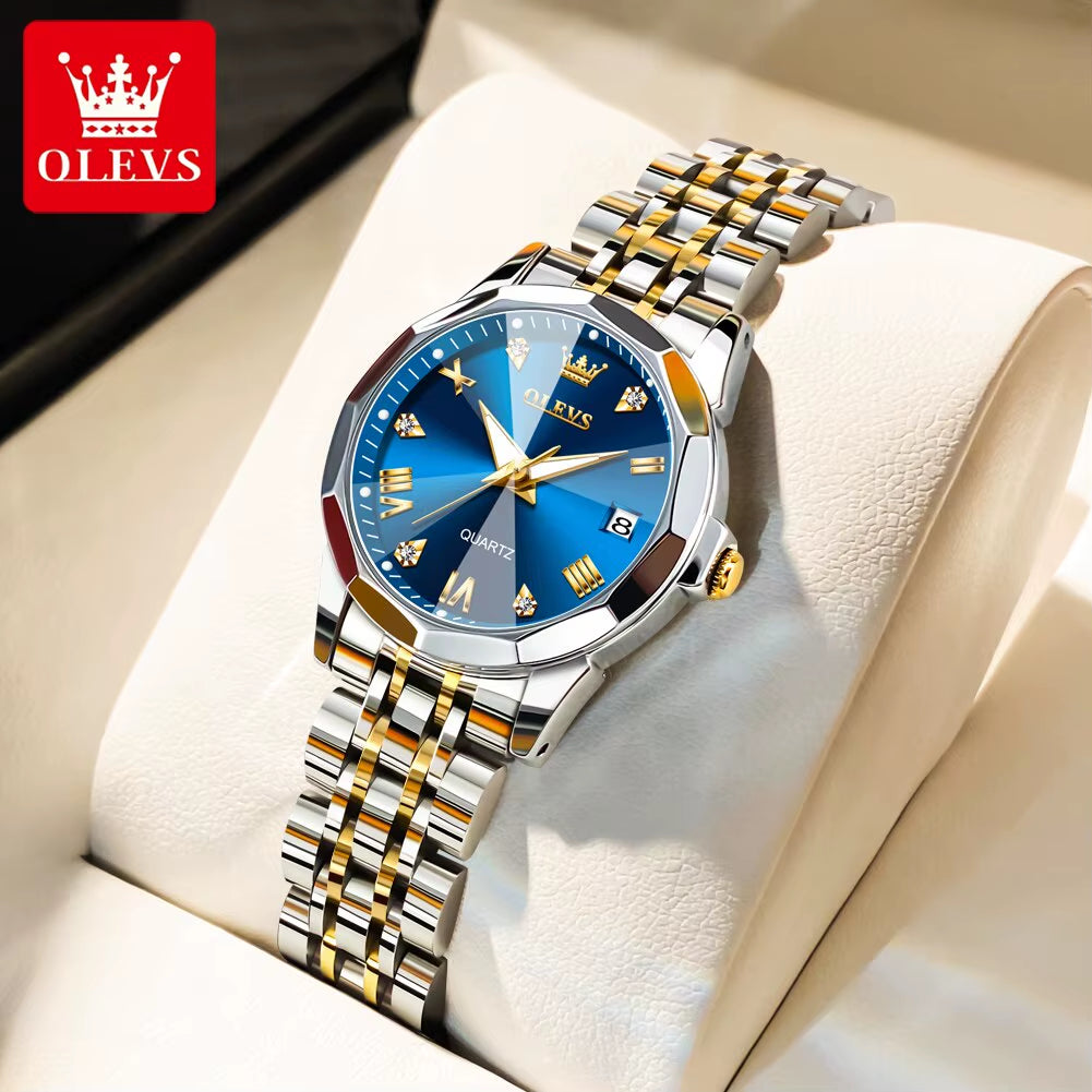 Top Brand Women'S Watches Elegant Rhombus Mirror Original Quartz Ladies Wristwatch Stainless Waterproof Diamond Wristwatch